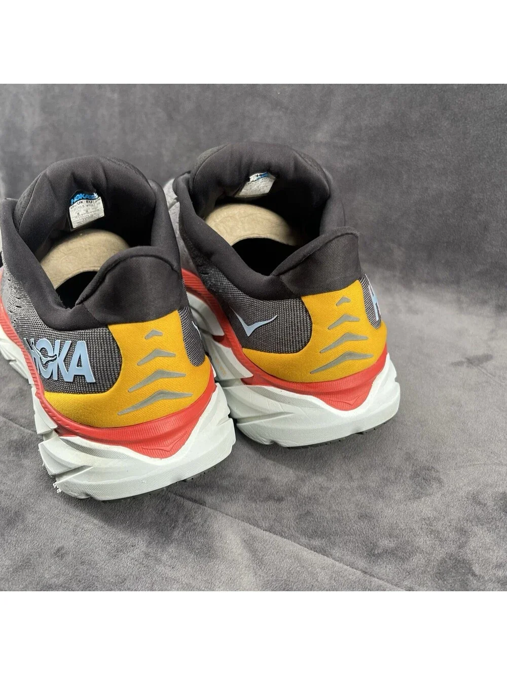 HOKA Clifton 8 Wide Running Shoes Gray Red Men’s US 11 2E EU 45 1/3